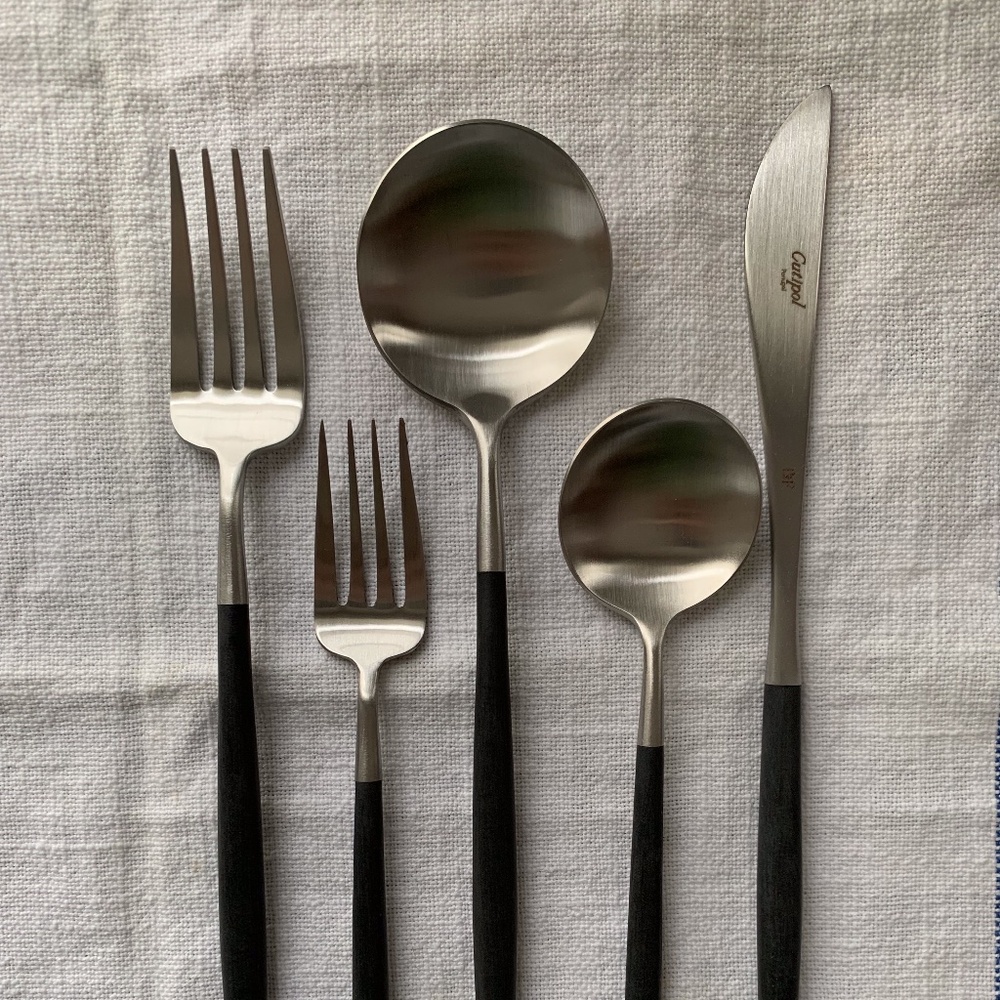 DIANE von FURSTENBERG 5PC Flatware silver/black "PETITE"